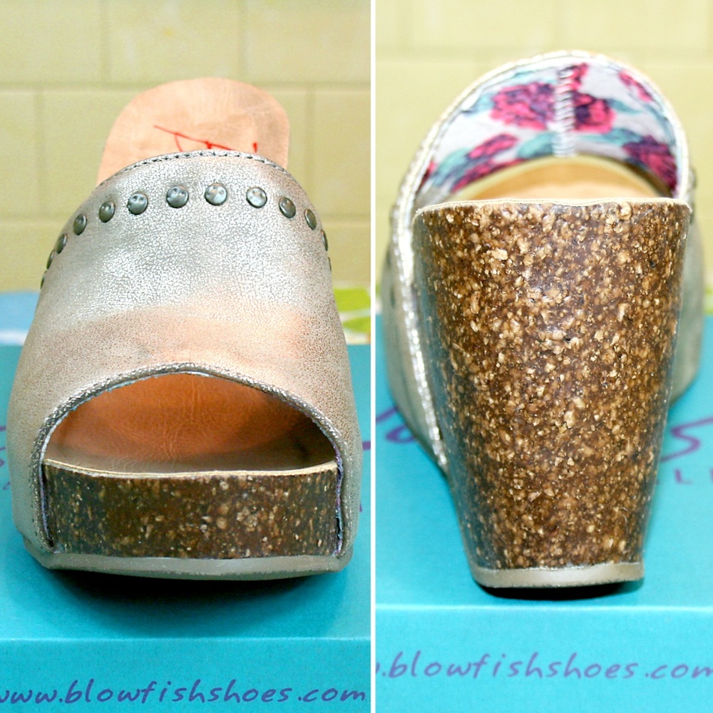 Studded Metallic Vegan Leather Wedge Sandal NIB - Picture 3 of 8